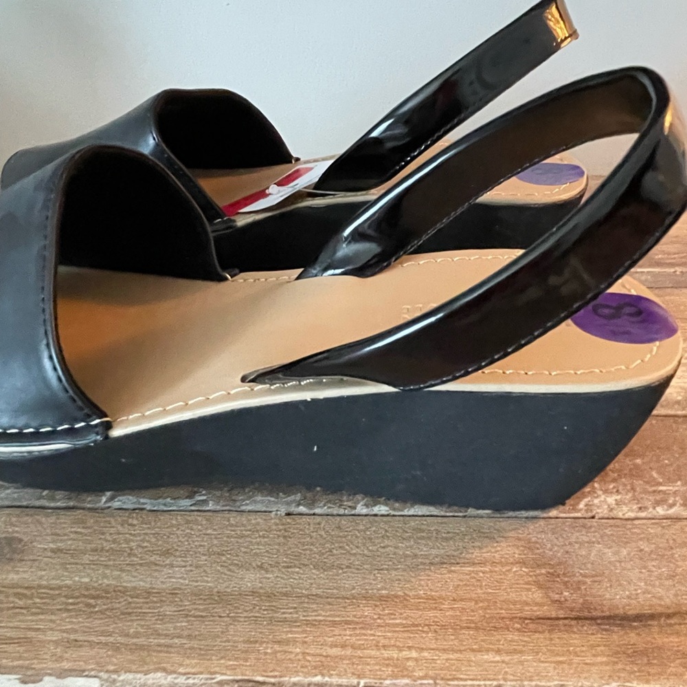 Kenneth Cole Sandal, Black, Womens, 2in Heel, Peep Toe
